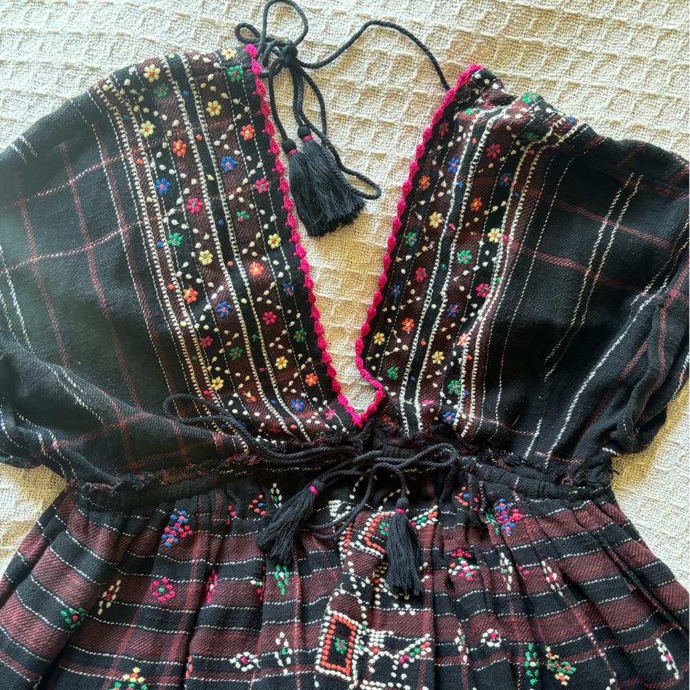 Free People Black Patterned Vintage Dress/Top